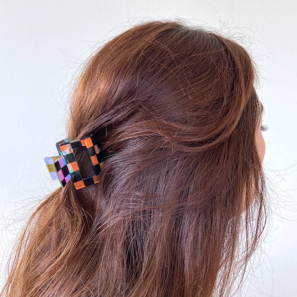 Shimmer Checkered Chunky Claw Clip