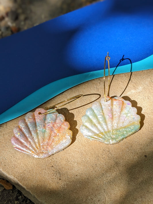 Patterned Seashell Hoops