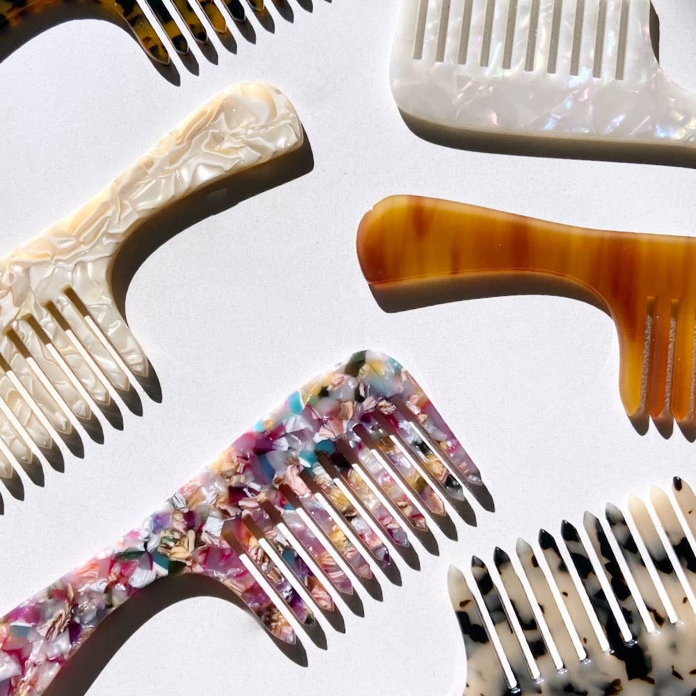 Wide Tooth Acetate Hair Comb | Multi Tortoise