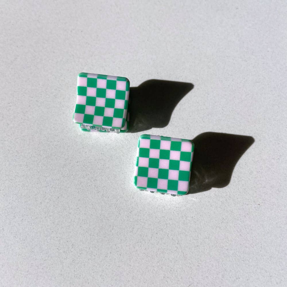 Checkered Mini Claw Hair Clips Set