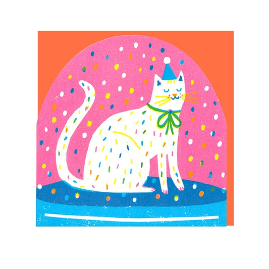 Party Cat Large Snow Globe Card