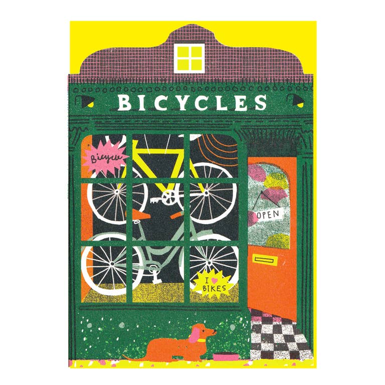 Bicycle Shop Die Cut Card